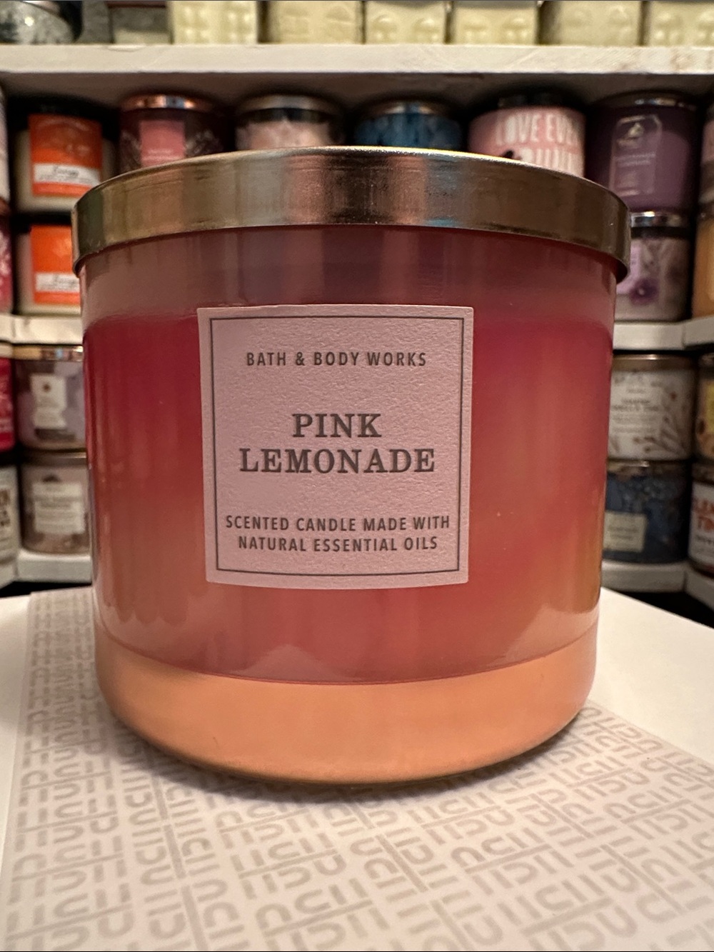 Bath & Body Works Pink Lemonade Three-Wick Candle - Pink, Peach